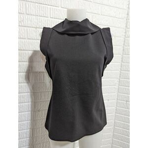 Planet by Lauren G Women's Black Sleeveless Zip Back Scuba Chic Top Size 1